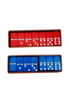 Juego De Mesa Dominó Caja Plástica 18x6 Ficha Rojo Azul - comprar online