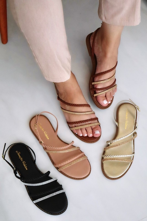 Sandália Zl trança e strass