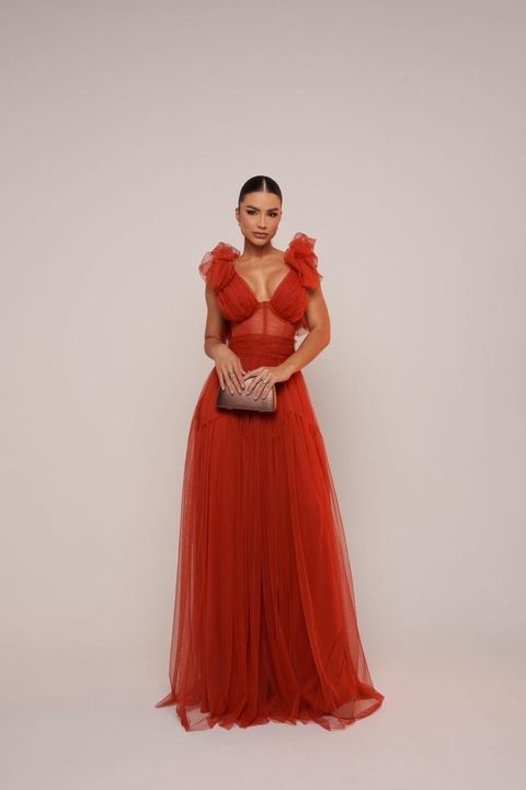 Vestido La Hermosa Madrinha/Formatura/Casamento. Tecido Tule Sem Brilho, Com Forro e Bojo 38-42