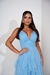 Vestido Azul Serenity Três Marias Longo Madrinha/Formatura/Casamento Tecido Tule Com brilho Com Forro e Bojo 38-40