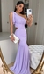Vestido Um ombro só Madrinha/Formatura/Festa de Casamento Longo Com Fenda Tecido Tule Liso Com Forro E Bojo 38-42