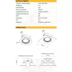 SPOT INTELIGENTE QUADRADO - loja online