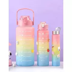 Kit 3 Garrafas Água Squeeze Motivacional 300M+900ML+2000ML na internet