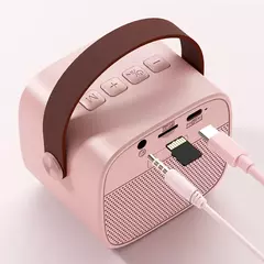 Mini Máquina de Karaokê com 2 Microfones Efeitos de Voz Disp - loja online