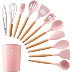 Kit 12 peças Jogo de Cozinha colheres de Silicone - Achadinhos Premium