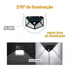 Luminária Solar com 100 Led com Sensor Externa a Prova D'águ