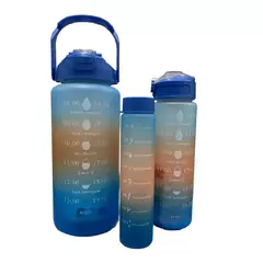 Kit 3 Garrafas Água Squeeze Motivacional 300M+900ML+2000ML