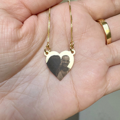 Imagem do Colar Medalha Coração P Banhado A Ouro - Personalizável ATÉ 4 DIAS ÚTÉIS (leia a descrição)
