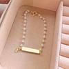 Pulseira Infantil Com Pérolas Plaquinha Personalizável Banhada A Ouro - comprar online
