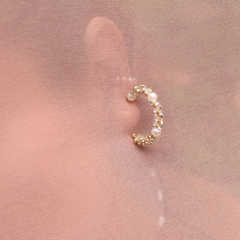 Brinco Argola Com Pérolas Sofisticada Banhado A Ouro - comprar online