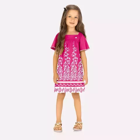 Vestido Infantil Menina em Cotton Milon