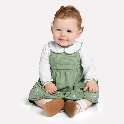 CONJUNTO BEBÊ MENINA SALOPETE E BODY MILON