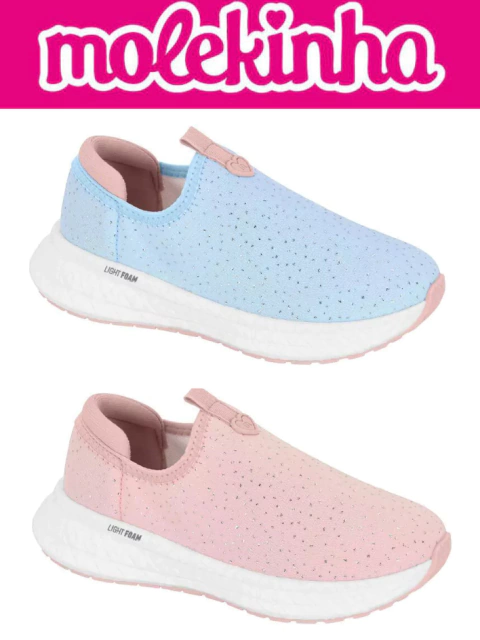 Tênis Infantil Menina Molekinha Calça Fácil Slip On Solado Amortecimento Light Foam Anti Impacto - comprar online