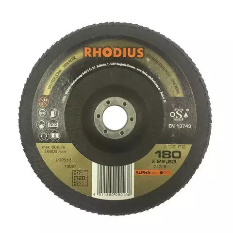 Disco Flap ALPHA LGZ F2 RETO 180X22,3 GR120 RHODIUS 209510