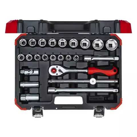 Jogo de Soquetes Sextavados Encaixe 1/2" 10 a 32mm com 24 Peças R69003024 - Gedore Red