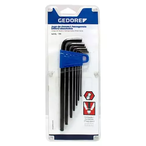 Jogo de Chave Hexagonal Abaulada Longa 14 PeCas Gedore
