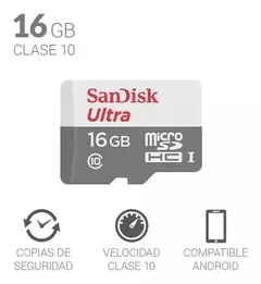 MEMORIA MICRO SD SANDISK ULTRA C10 80MB 16GB - comprar online