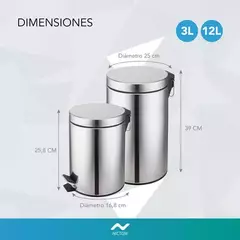 SET DE CESTOS DE BASURA 12L Y 3L NICTOM SETTB12Y3LTS ACERO - tienda online