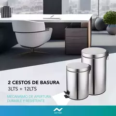 SET DE CESTOS DE BASURA 12L Y 3L NICTOM SETTB12Y3LTS ACERO - ADneT