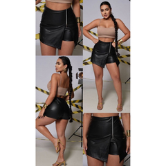 Short Saia Couro Fake
