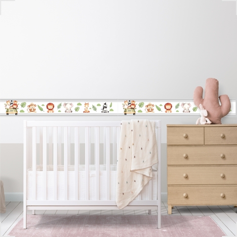 6 Adesivos Faixa de Quarto Infantil Safari Verde