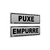 2 Placas Sinalização Puxe Empurre em Aço Escovado 20x5cm - 2M