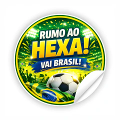 Kit Etiqueta Adesivo Rumo ao Hexa Copa do Mundo 2026 4x4cm Autoadesivo Vinil