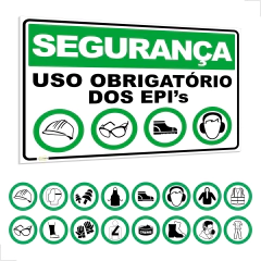 Placa De Sinalização De Segurança Para 4 Epi