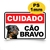 Placa Cuidado Cão Bravo Rottweiler 30x20cm - 2M