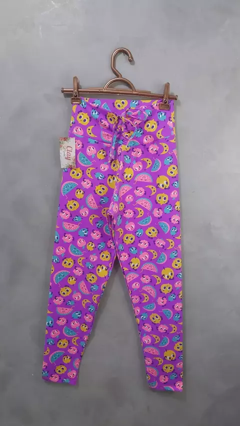 Calça Legging Adulto Estampada Emoji Roxa