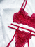 Kit Maya Vermelho- Conjunto todo em renda + cinta liga. - comprar online