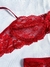 Conjunto de Lingerie Tamy- Vermelho, Todo em Renda Chantily .