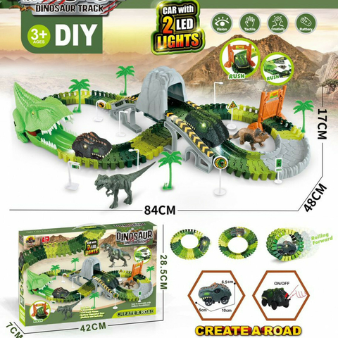 Pista de Dinosaurio con 2 autos