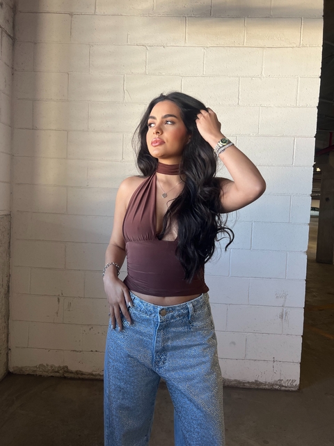 Cropped Livia Marrom - comprar online