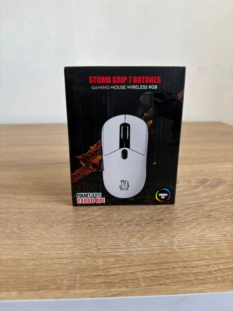 Mouse Inalambrico Raptor Storm Grip 7 Botones 24000DPI RGB White