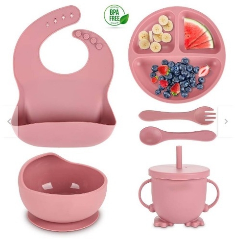 Vajilla en Silicona Set Alimentación Para Bebe 8 piezas