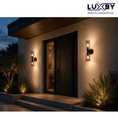 Arbotante LED Moderno de Pared con Cristal Ahumado Negro Mate Doble Luz E14 - comprar en línea