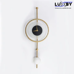 Lámpara Led Reloj Bateria Arbotante Aplique de Pared Muro Dorado Interior
