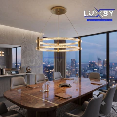 Imagen de Lámpara Colgante RODEO - Elegancia Circular en Acrílico y Aluminio Acrilico y Aluminio, diametros de 50cm con altura de 10.5cm
