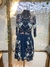 Vestido crepe azul estampado