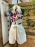Macaquinho crepe blusa estampa flores - loja online