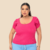 Blusa Manga Franzida Canelada Plus Size Basic