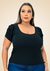 Blusa Manga Franzida Canelada Plus Size Basic - comprar online
