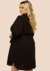 Vestido Chemise Feminino Plus Size com Botões Gola Colarinho Preto - Massambani Atacado