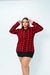 Camisa Xadrez Plus Size Feminino Colarinho Vermelho