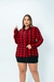 Camisa Xadrez Plus Size Feminino Colarinho Vermelho - loja online
