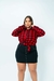 Camisa Xadrez Plus Size Feminino Colarinho Vermelho - comprar online