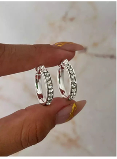 ARGOLLAS STRASS ACERO BLANCO