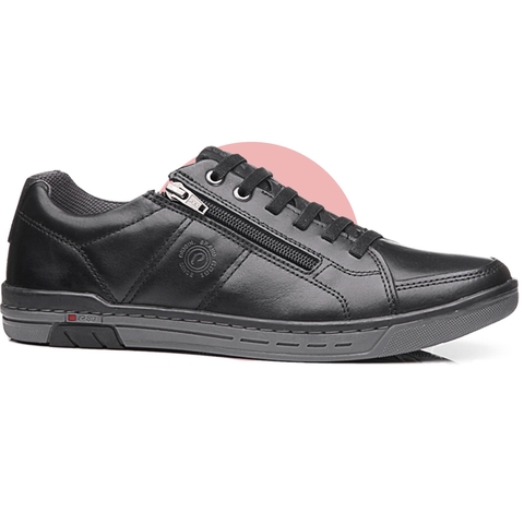 Sapatênis Pegada Masculino Couro Legítimo Calce Fácil Zíper 119313