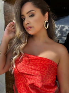 LENÇO ONÇA ESTAMPA LARANJA